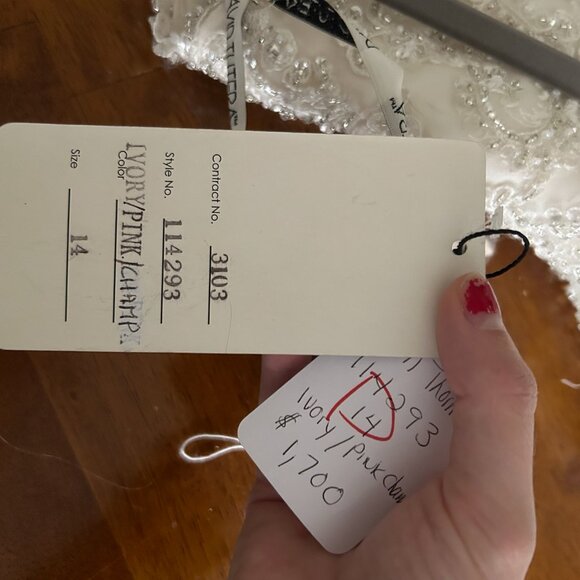 David Tutera For Mon Cheri Beryl 114293 in Ivory / Pink Size 14 - Picture 8 of 10